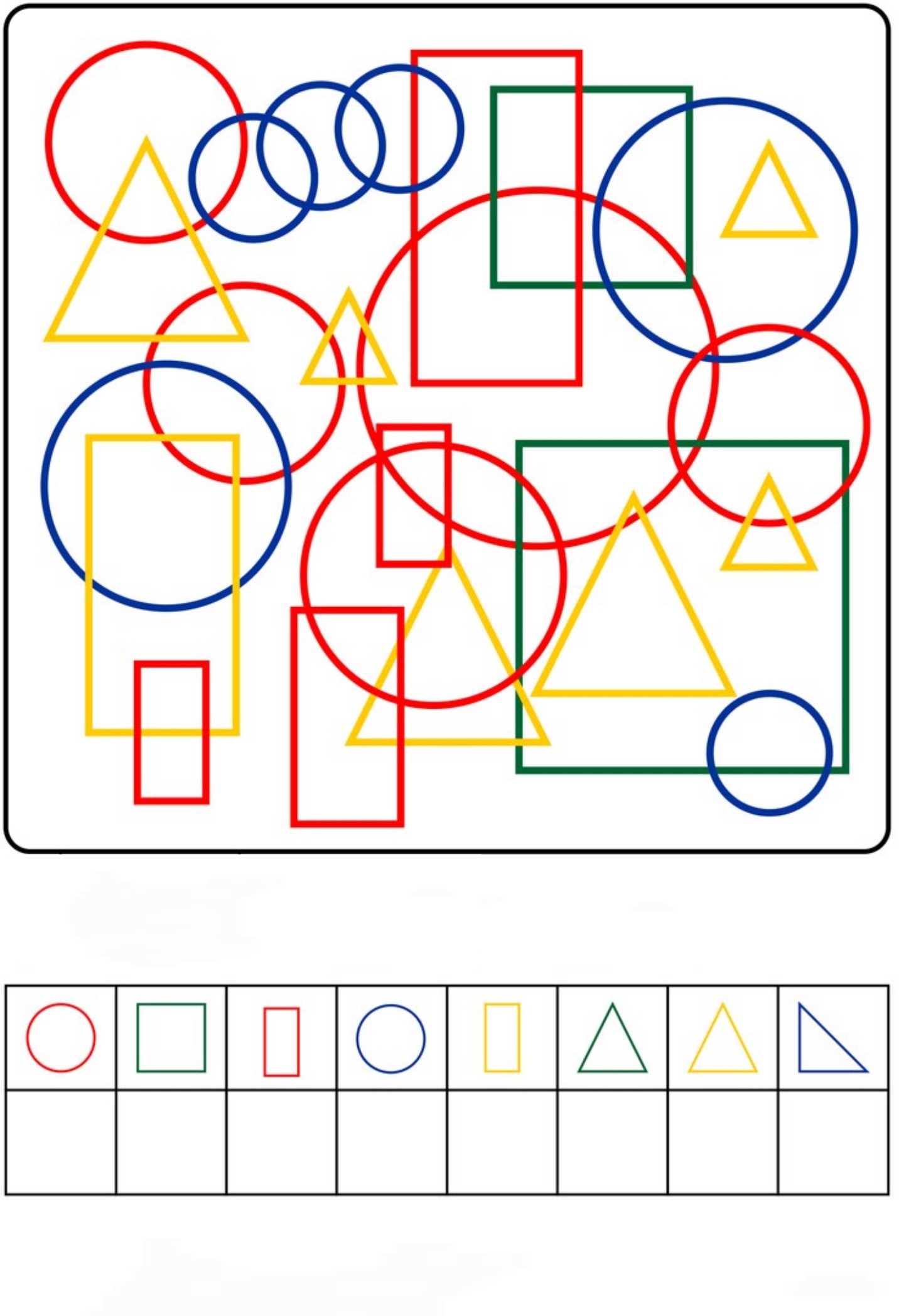 Посчитай сколько предметов каждого типа. Найди спрятанные предметы и посчитай