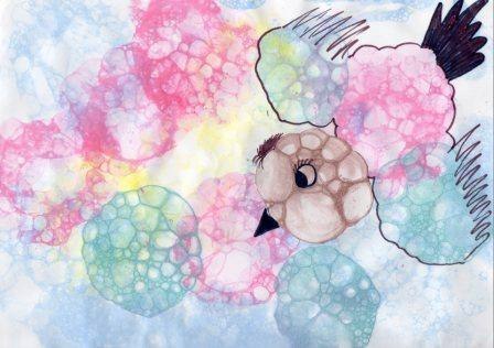 Рисунки гуашью мыльными пузырями