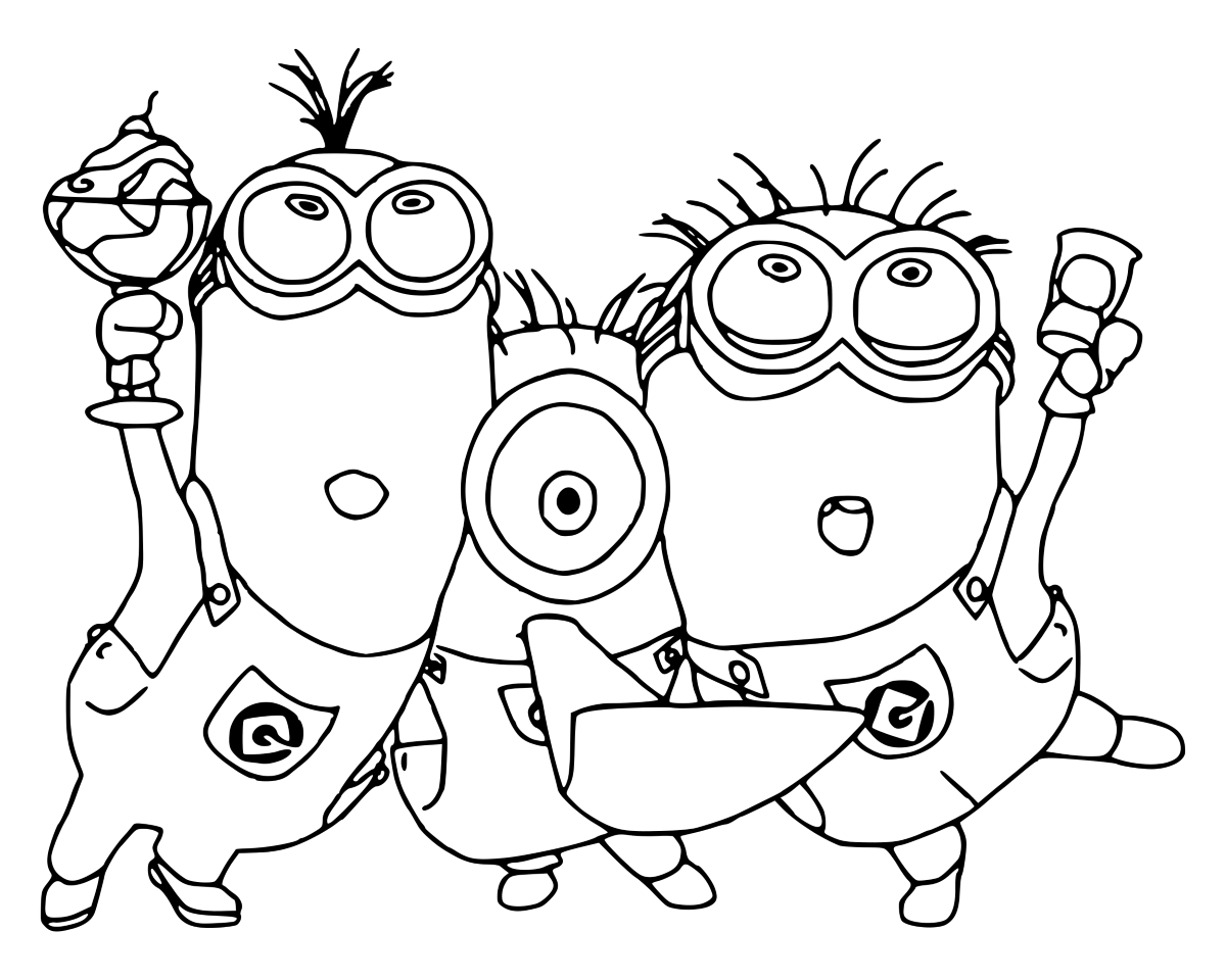 Раскраски из мультфильмов Гадкий я 1 2 3 с миньонами