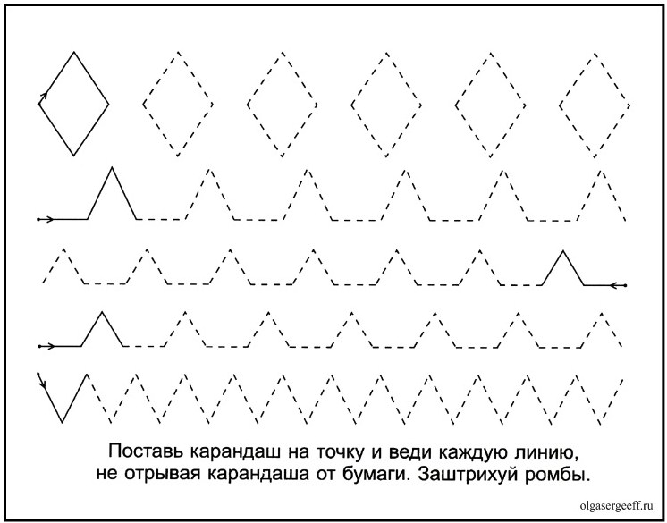 Штриховки для подготовки руки к письму. Нарисуй линии по образцу.