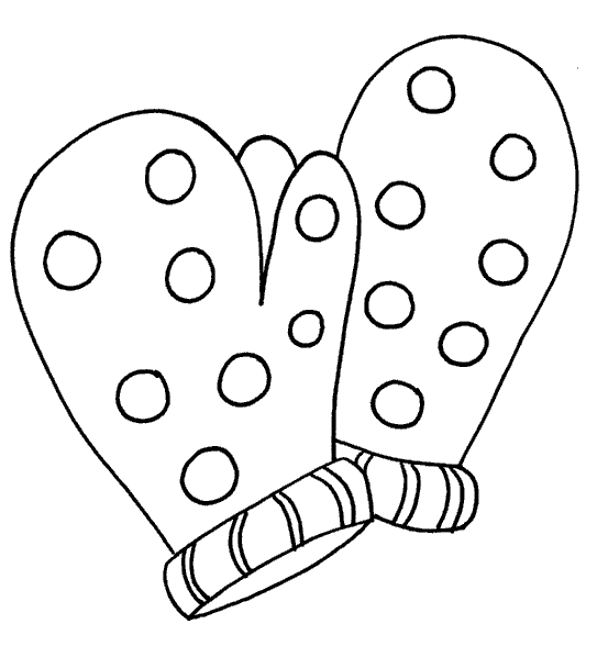 Раскраски с зимней одеждой. Варежки с узорами