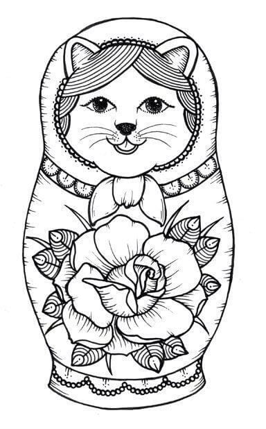 Русское народное творчество в раскрасках. Матрешки