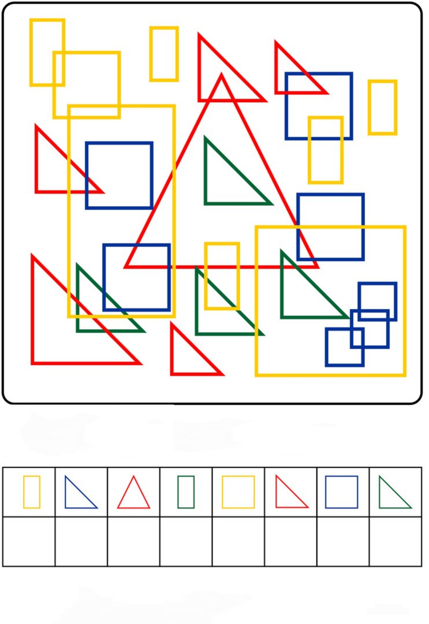 Посчитай сколько предметов каждого типа. Найди спрятанные предметы и посчитай
