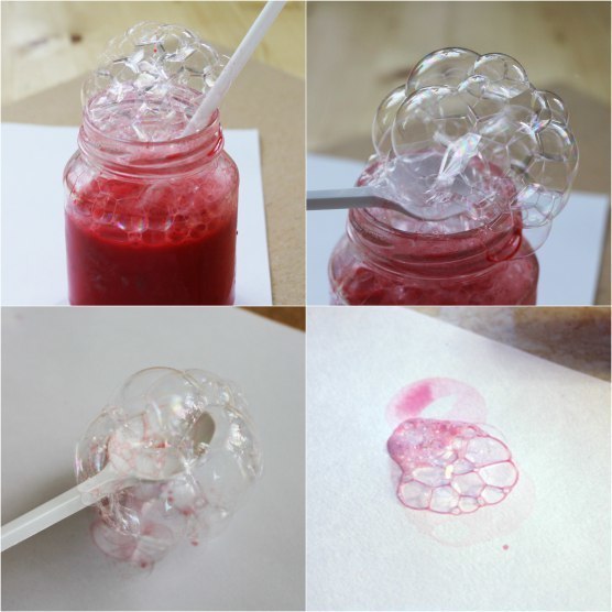 Рисунки гуашью мыльными пузырями