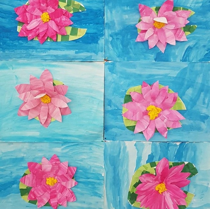 Поделка аппликация и рисование. водяная лилия