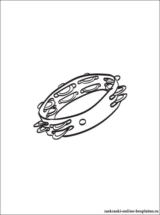 Раскраски с бубном. Музыкальные инструменты скачать бесплатно