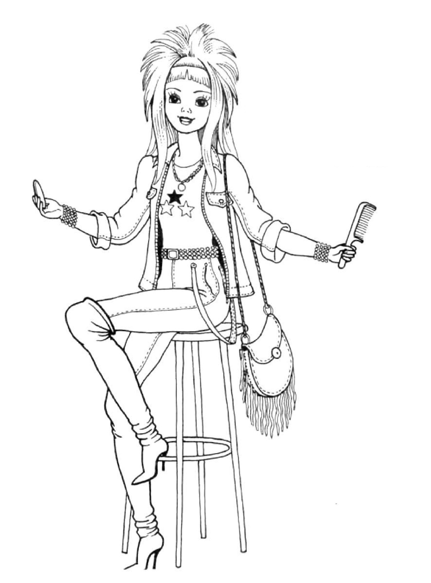 Раскраски с модными девчонками в красивых платьях 