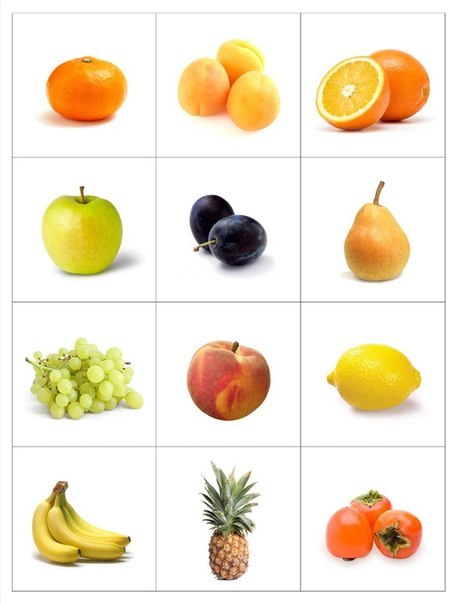 Карточки с фруктами овощами и ягодами для раннего развития