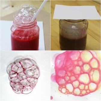 Рисунки гуашью мыльными пузырями