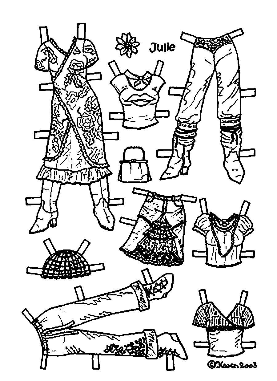 Платья кукол для вырезания. Вырежи одежду, раскрась ее и одень куклу. 
