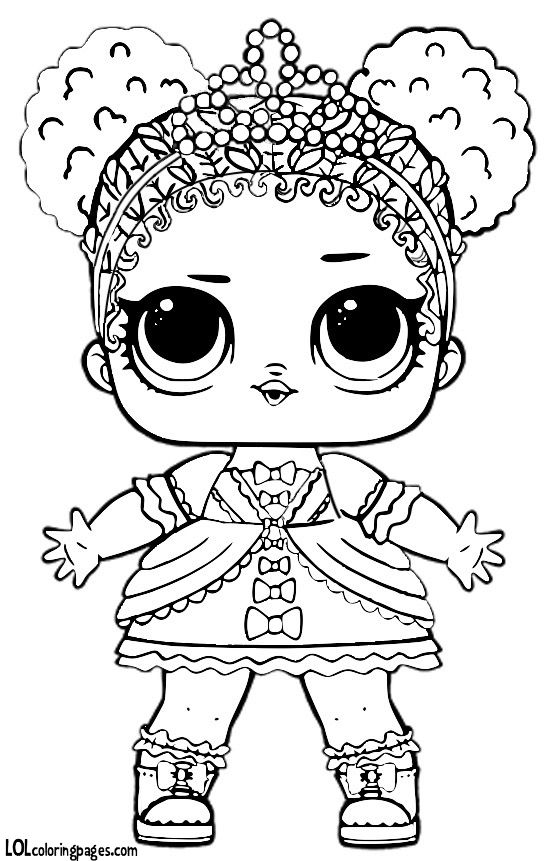 Раскраска кукла Heartbreaker, раскраски лол, кукла лол с диадемой