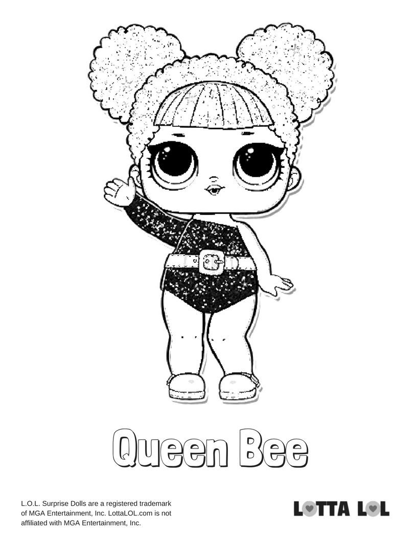 Раскраска кукла лол Queen Bee, кукла лол ви квин