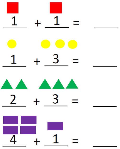 Задания по математике на сложение. Сосчитай предметы и скажи сколько их в сумме.