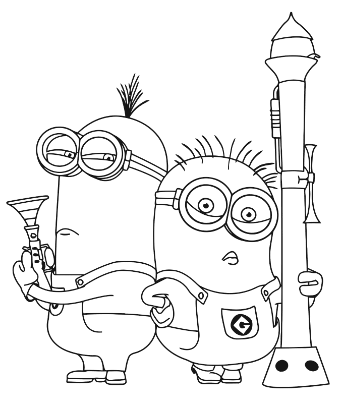 Раскраски из мультфильмов Гадкий я 1 2 3 с миньонами