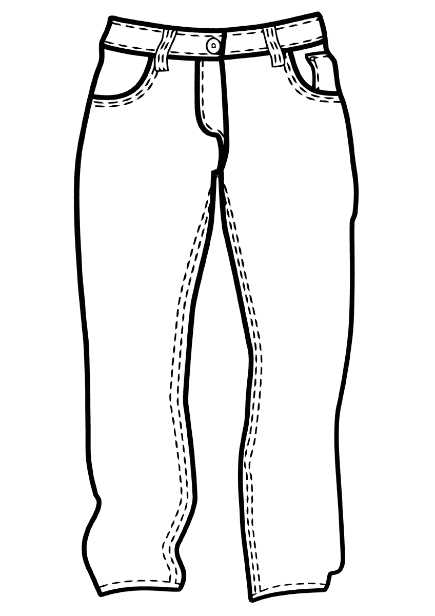 Брюки штаны и джинсы. Раскраски одежда