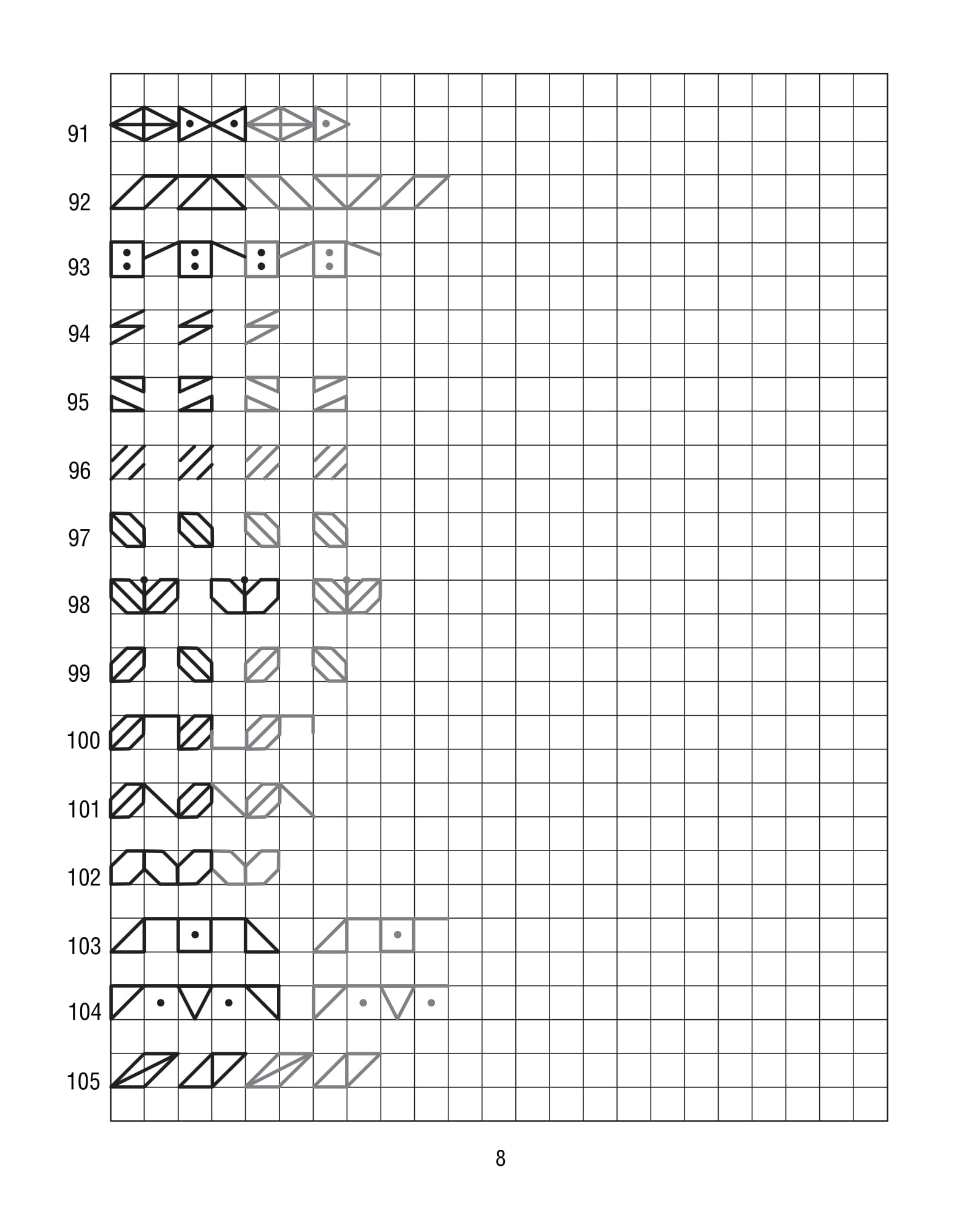Продолжи узор по клеточкам. Нарисуй по образцу