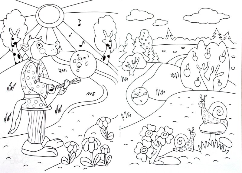 Раскраска колобок для детей распечатать в хорошем качестве 