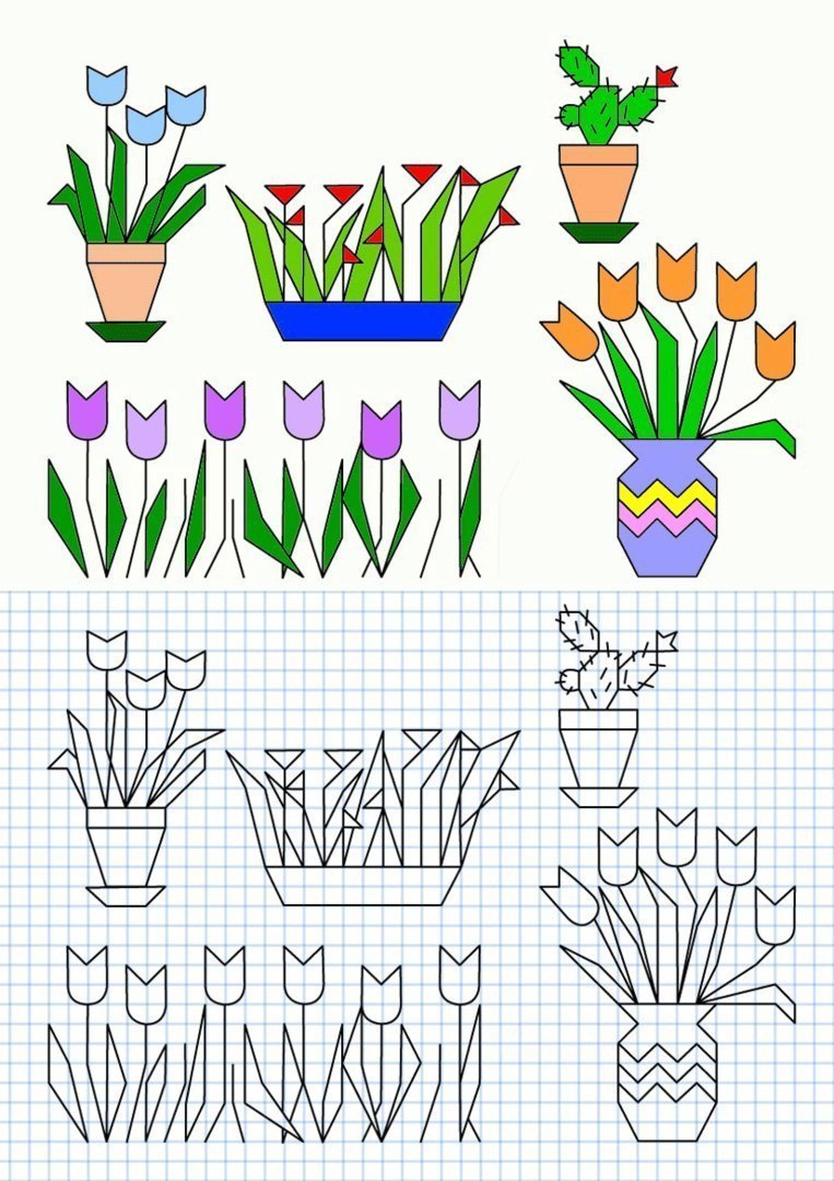 Прописи с рисунками по клеточкам. Задания где нужно повторить рисунок по клет...