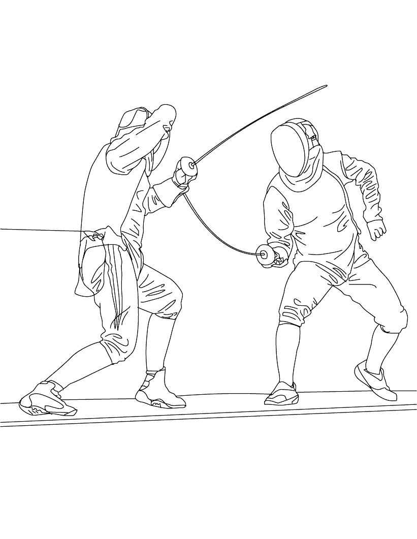 Спорт фихтование. Раскраски со шпагой