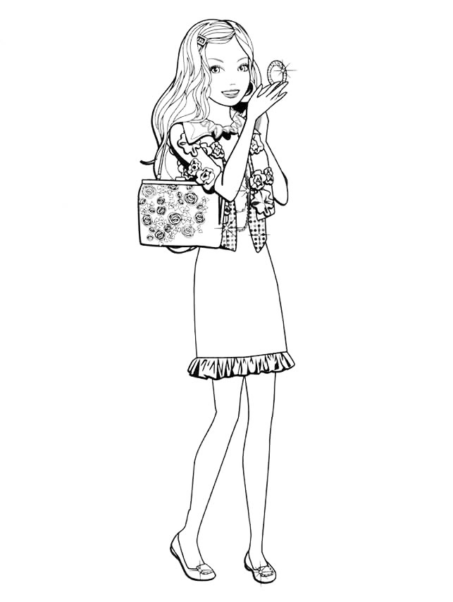 Раскраски с модными девчонками в красивых платьях 