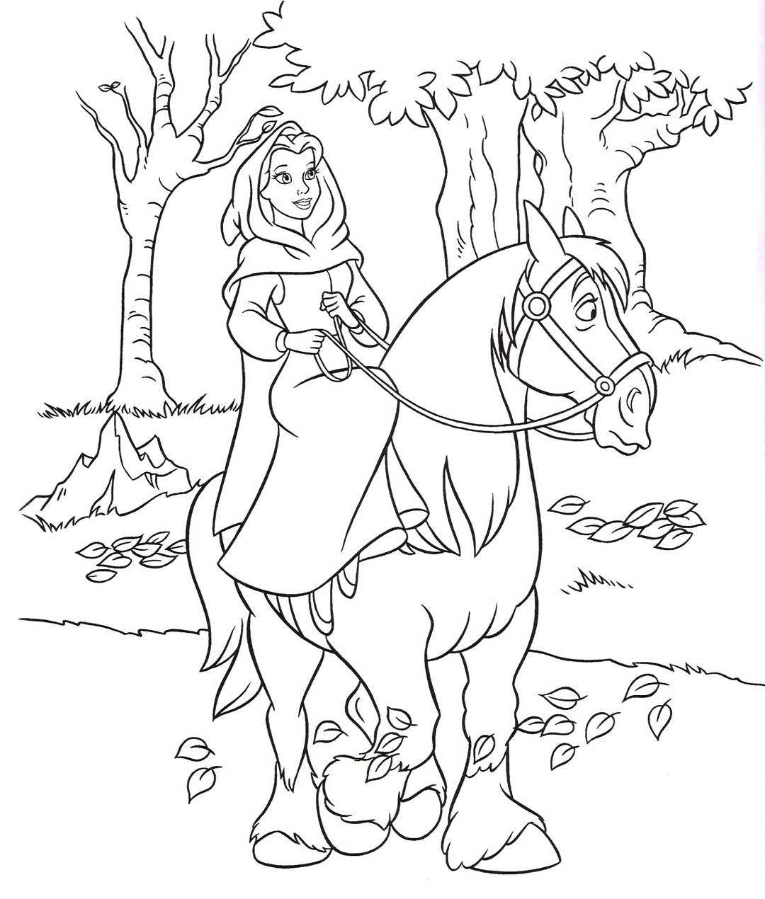 Раскраска принцесса с конем