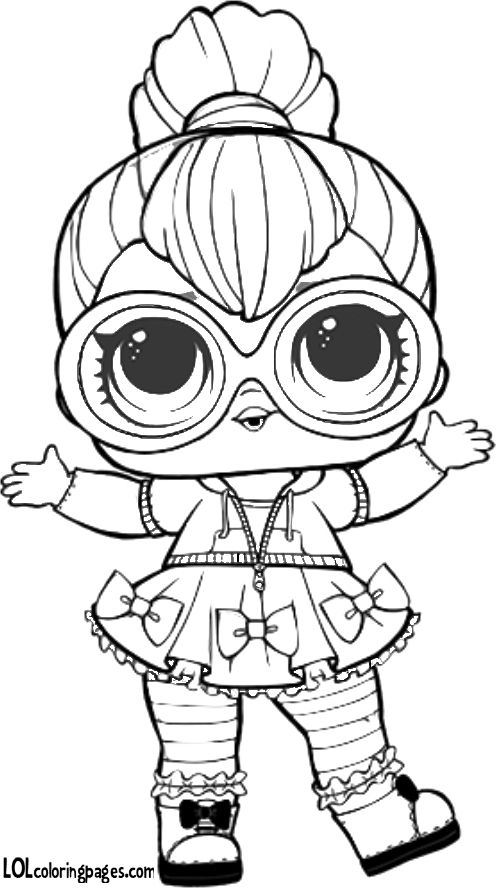 Раскраска кукла Neon Q.T, раскраски куклы лол, раскраска лол неон