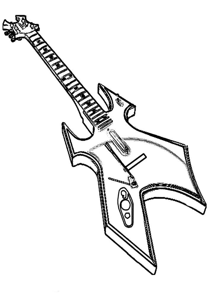 Раскраски со струнными музыкальными инструментами. Гитара