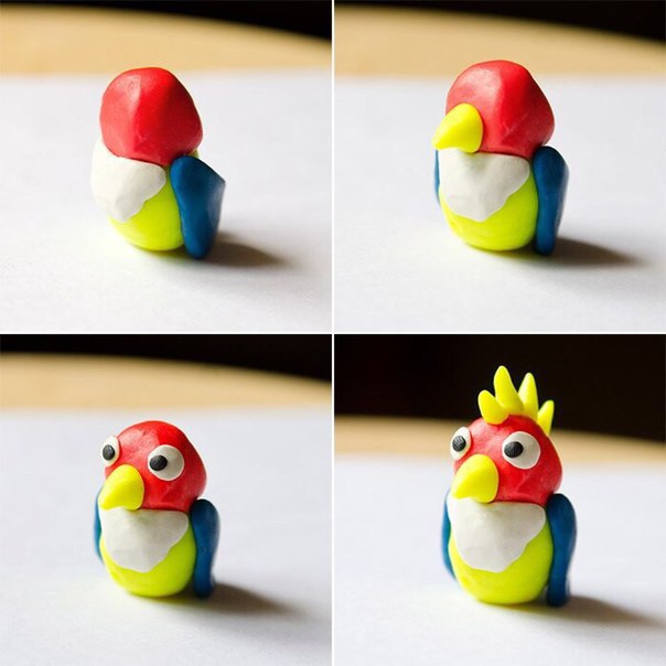 Примеры поделок из пластилина с рыбами и птицами. Лепим животных