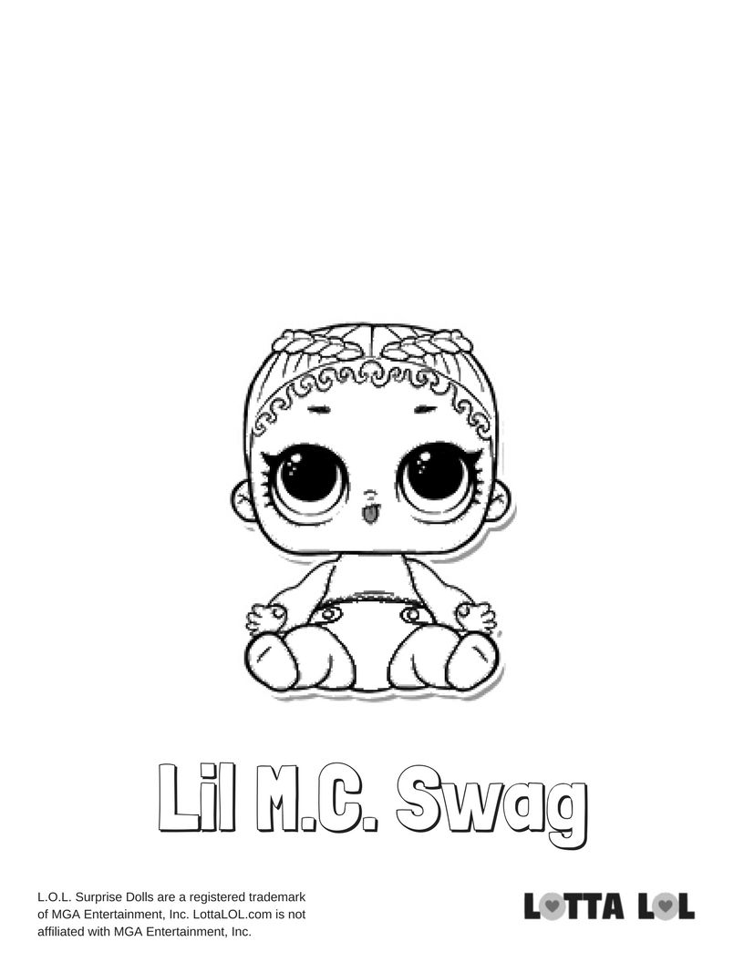 Раскраска Lil M.C. Swag, сестренка малышка эмси сваг, раскраски куклы лол онлайн