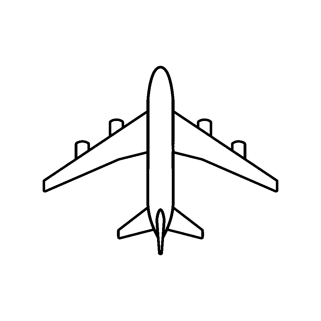 Контур, шаблон и трафарет самолета для вырезания и поделок в детском саду