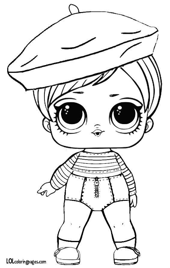 Раскраска кукла лол сюрприз Beatnik Babe, раскраска лол, кукла в берете