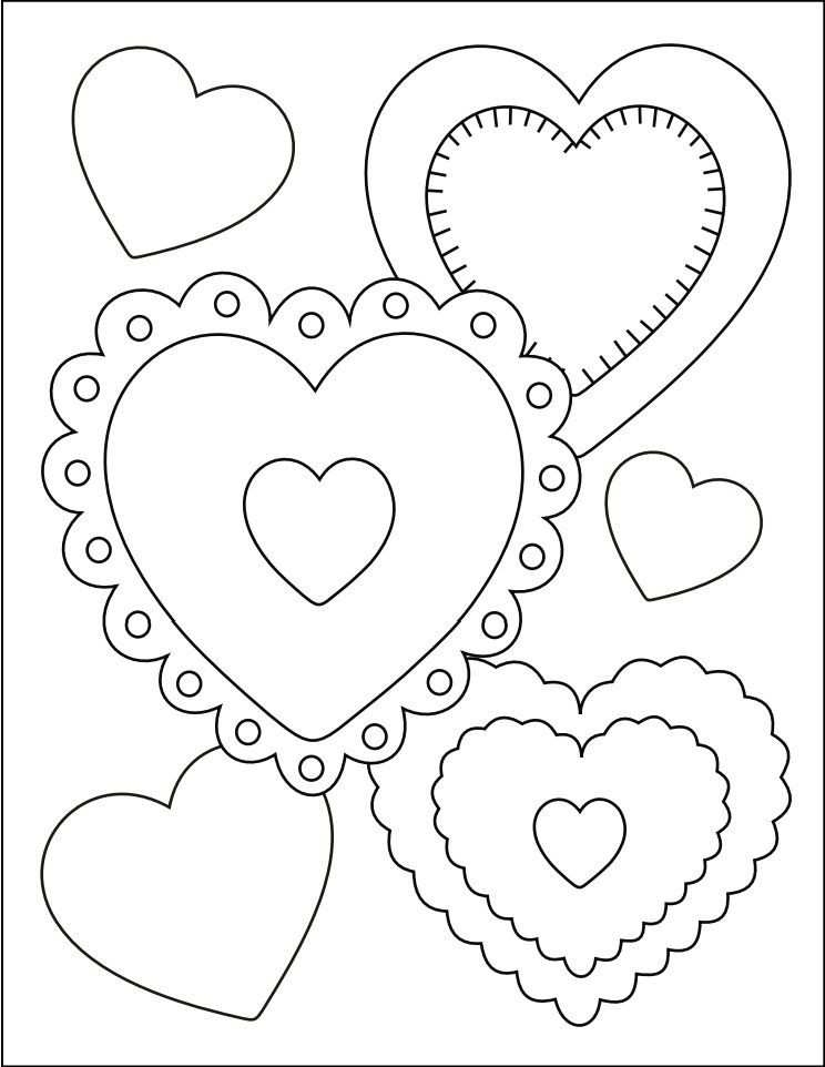 Контуры сердец и валентинок для вырезания, поделок и аппликаций