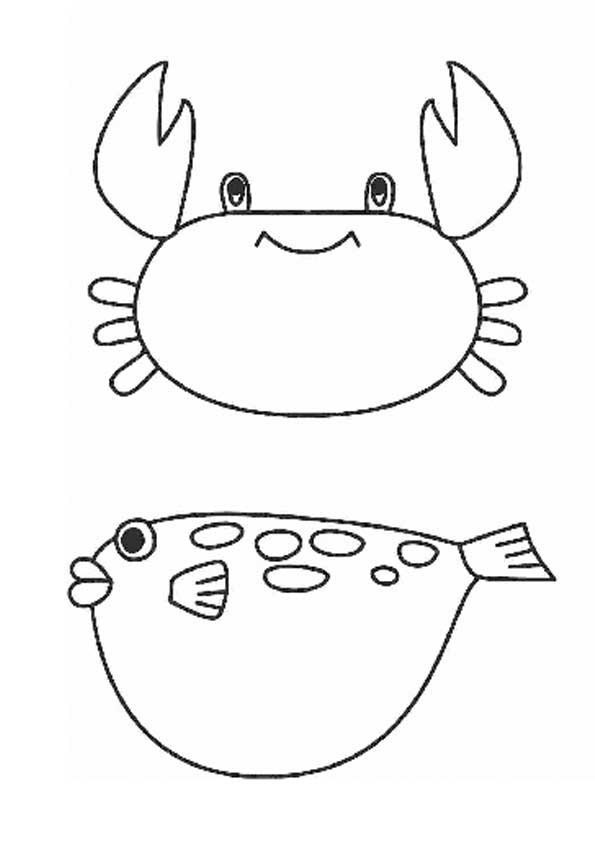 Раскраски для раннего развития с морскими животными и рыбами