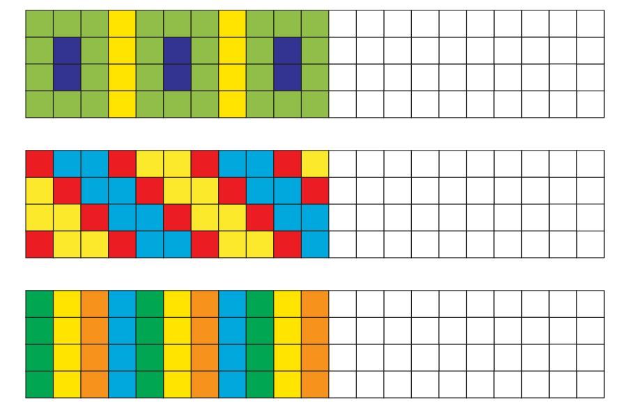Продолжи цветной узор по обрацу