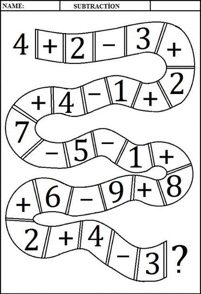 Задания на сложение и вычитание от 1 до 10