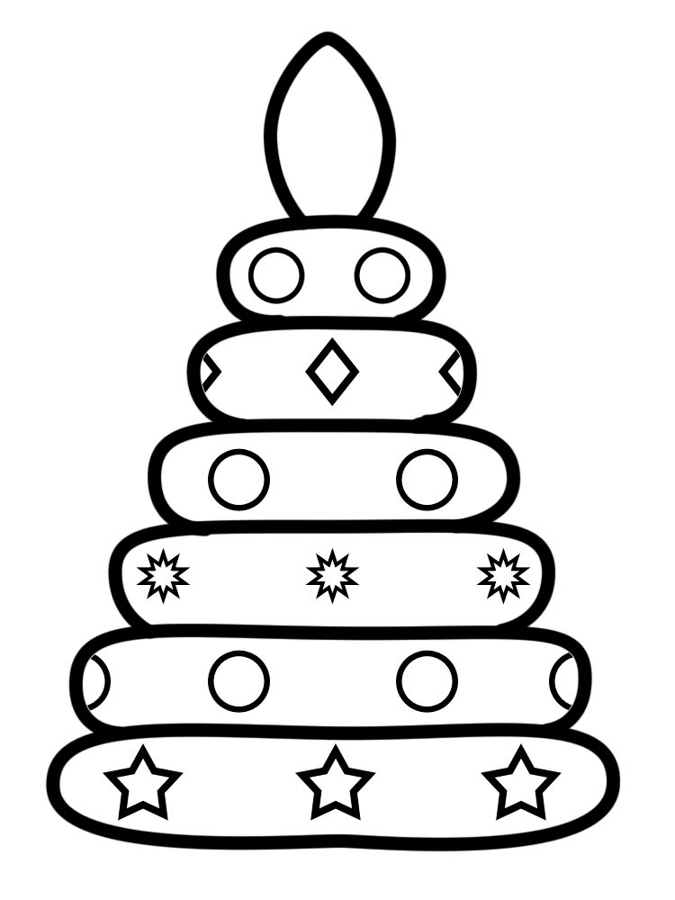 Детская пирамидка. Раскраска для ребенка