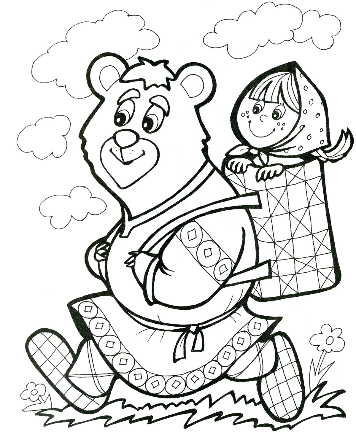 Маша и медведь. раскраски из мультфильма