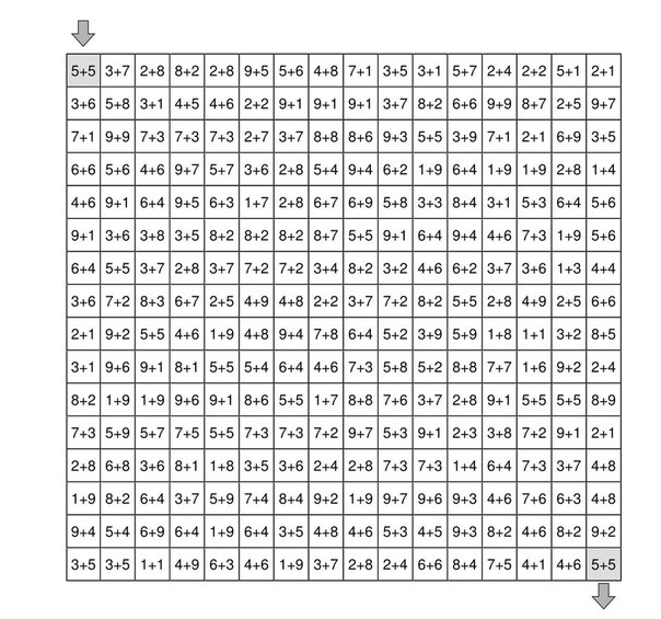 Математический лабиринт. Задание на сложение. Пройди лабиринт решая примеры.