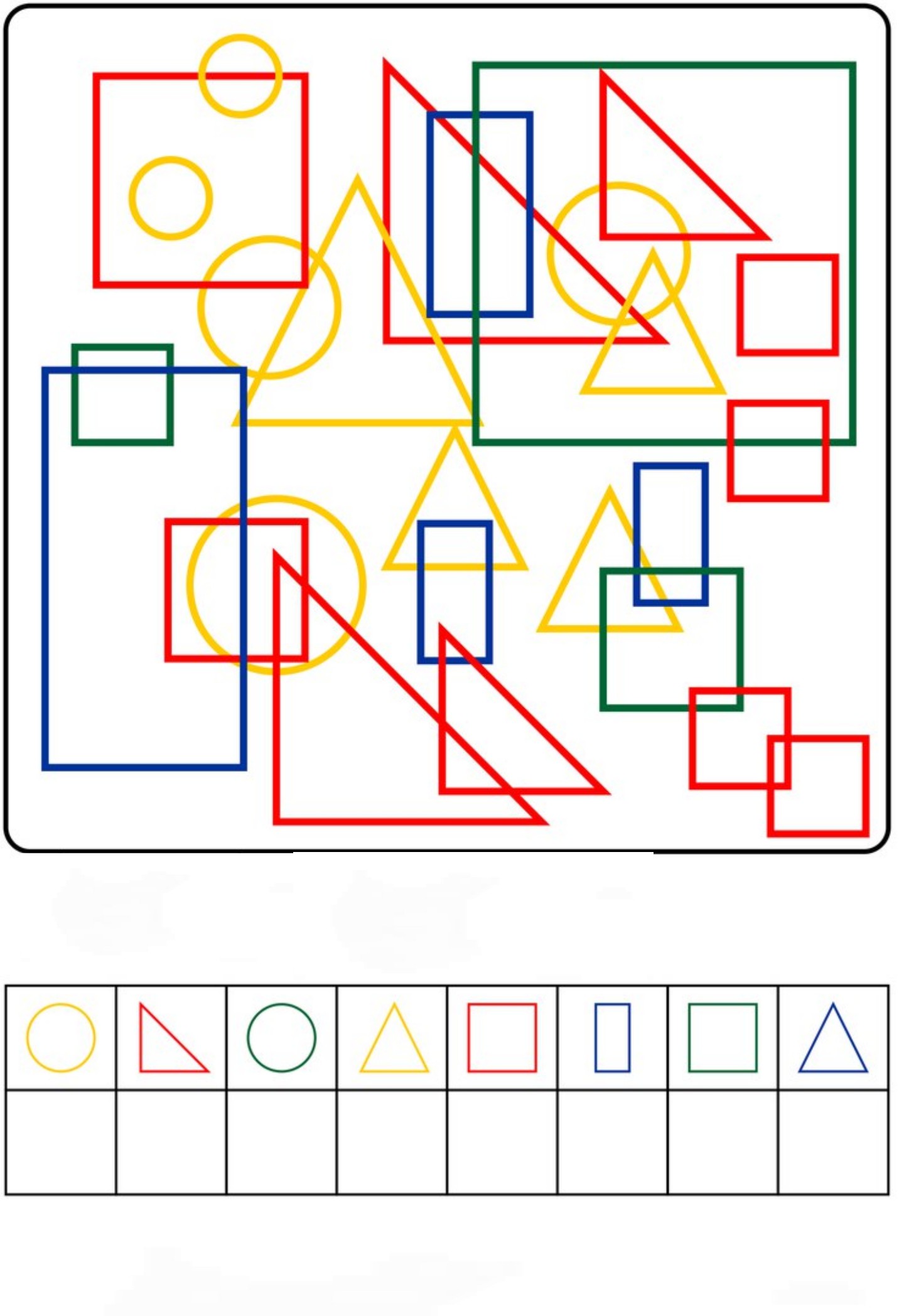 Посчитай сколько предметов каждого типа. Найди спрятанные предметы и посчитай