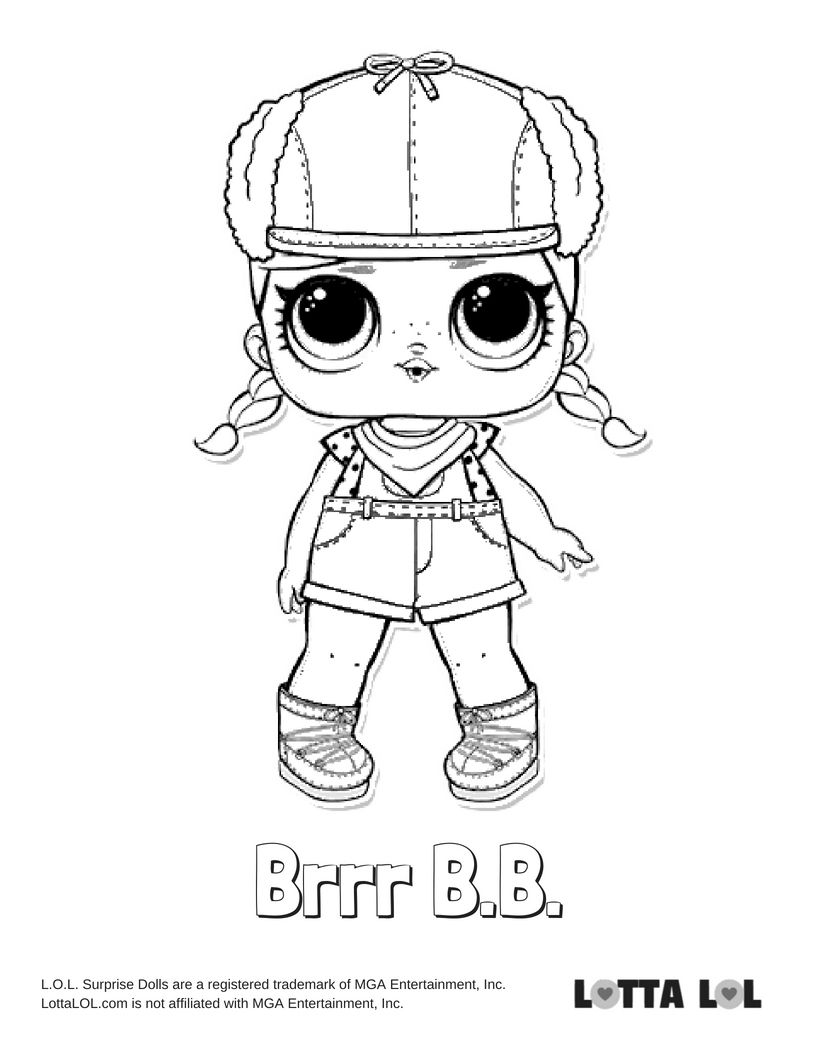 Раскраска кукла Brrr B.b, раскраски куклы лол. Кукла в кепке