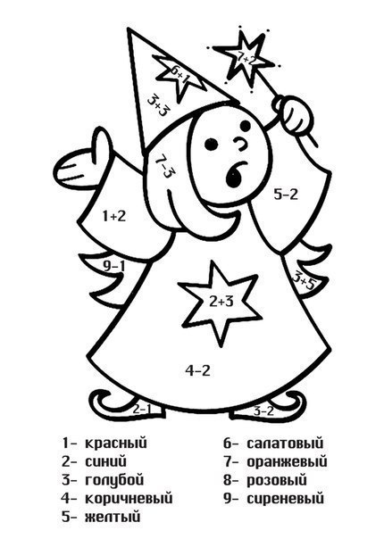 Все Реши пример, получи ответ и раскрась математическую раскраску по цвету Раскраски по цветам с примерами. В данной серии раскрасок мы предлагаем вам математические раскраски которые  разовьют усидчивость мелкую моторику и способности вашего ребенка к счету