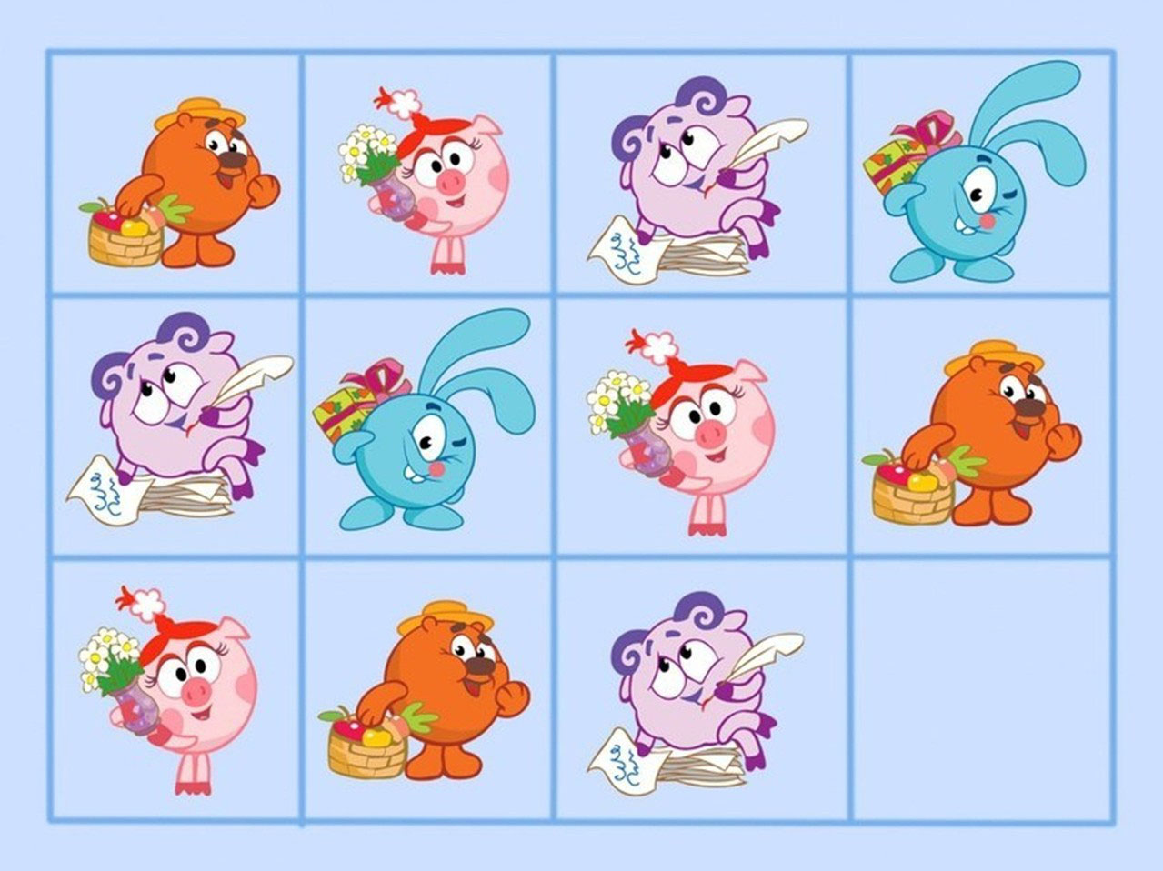 Рассмотри таблицу. Найди закономерности и укажи какого предмета, человечика и...