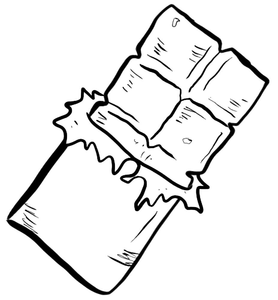 Шоколадки. Раскраски с плитками шоколада и шоколадными конфетами