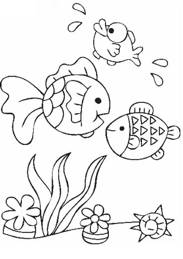 Раскраски для раннего развития с морскими животными и рыбами