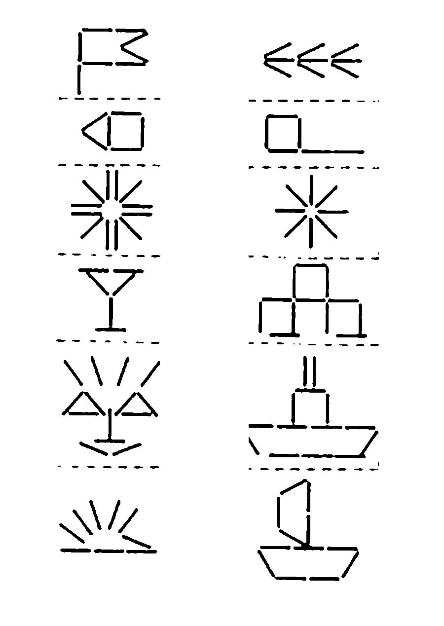 Картотека фигур из счетных палочек для развития мелкой моторики и внимательно...