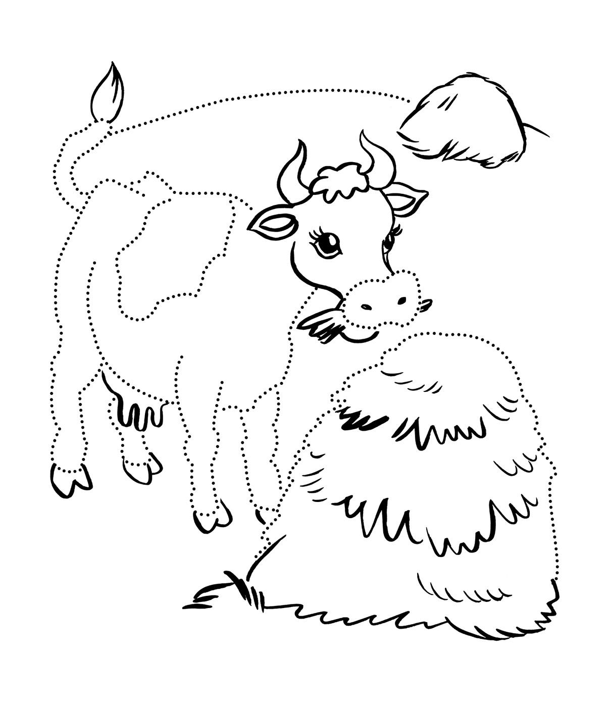 Раскраски с домашними животными. Корова буренка для мальчиков и девочек