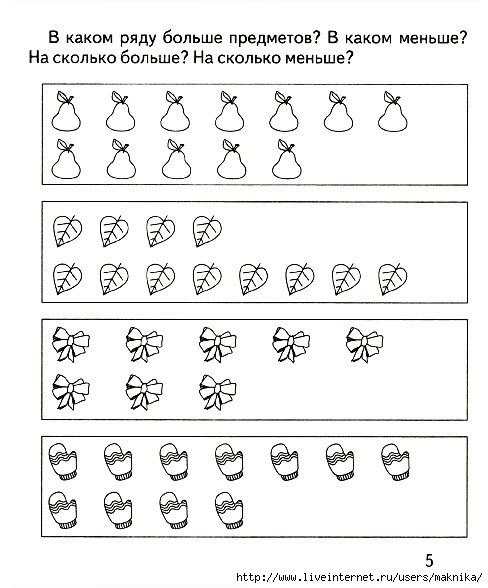 Задания на сравнение. Изучаем понятия больше меньше. учимся сравнивать и считать