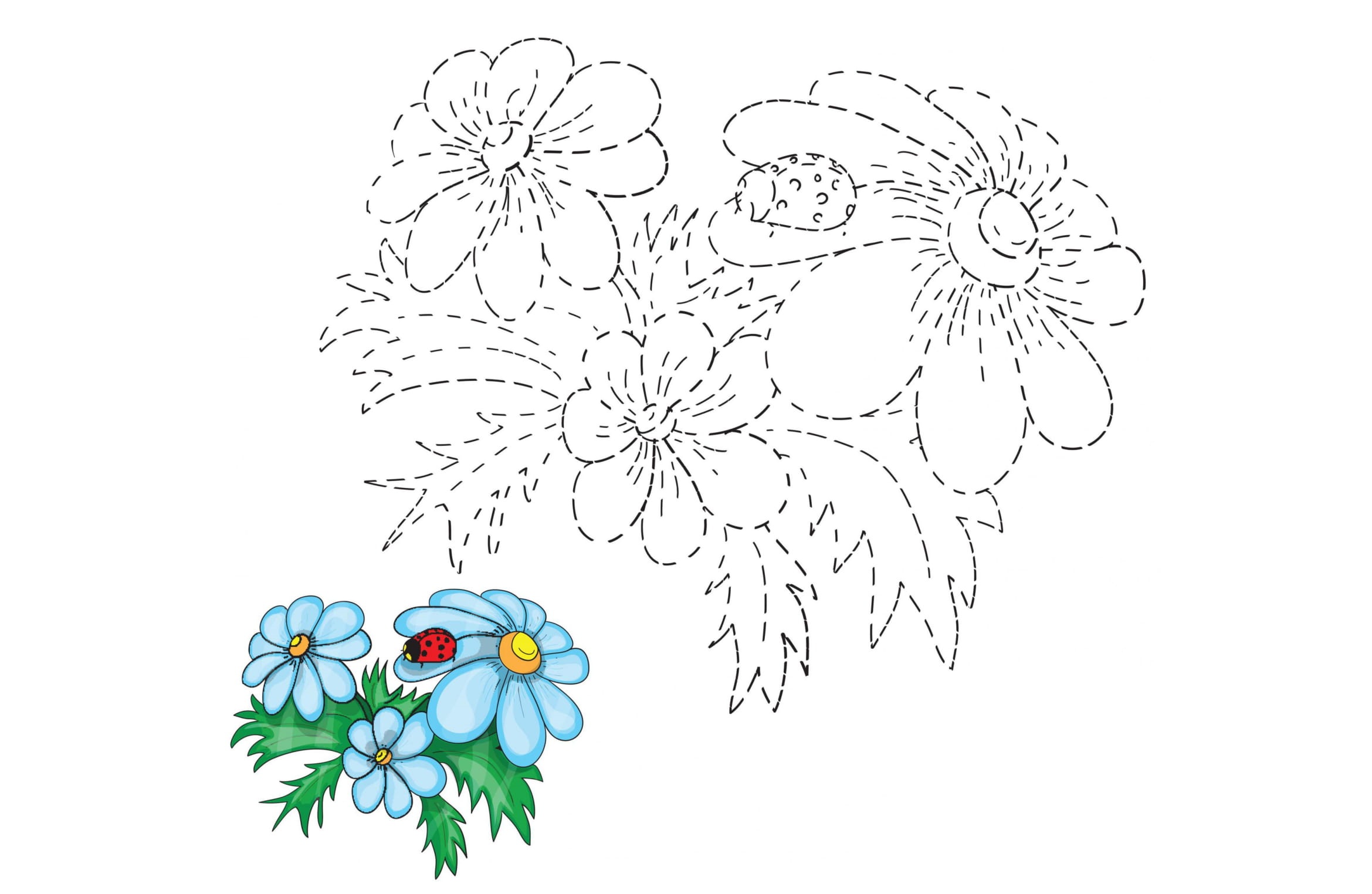 Красивые цветы по точкам