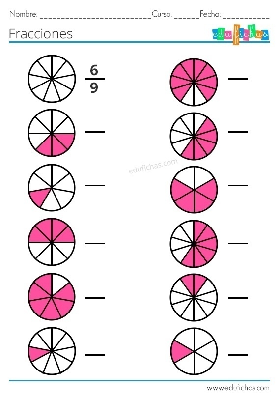 Задания на обычные дроби. Круг разделен на части и нужно определить какая это...