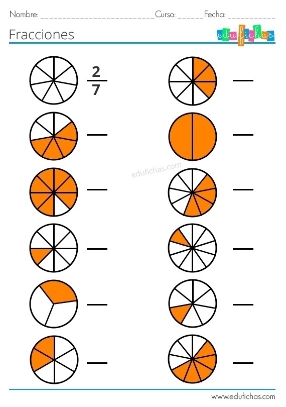 Задания на обычные дроби. Круг разделен на части и нужно определить какая это...